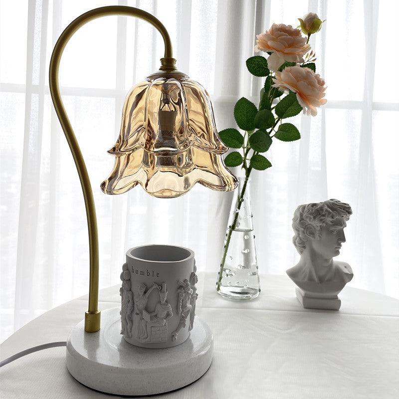 Flower Glass Marble Melting Table Lamp