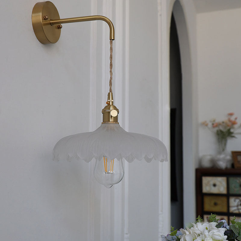 Iron Flower Glass Bedroom Wall Lamp
