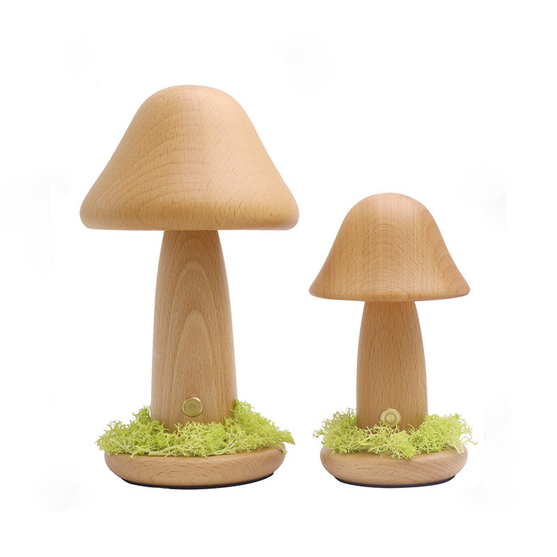 Mushroom Round Beech Wood Table Lamp