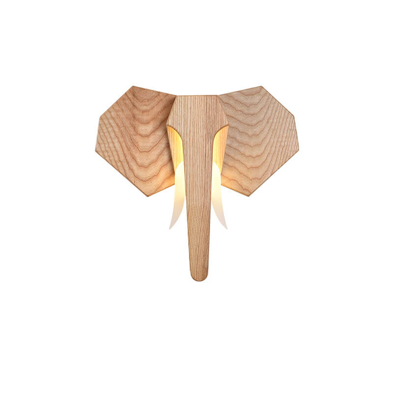 Solid Wood Elephant Shape Wall Lamp