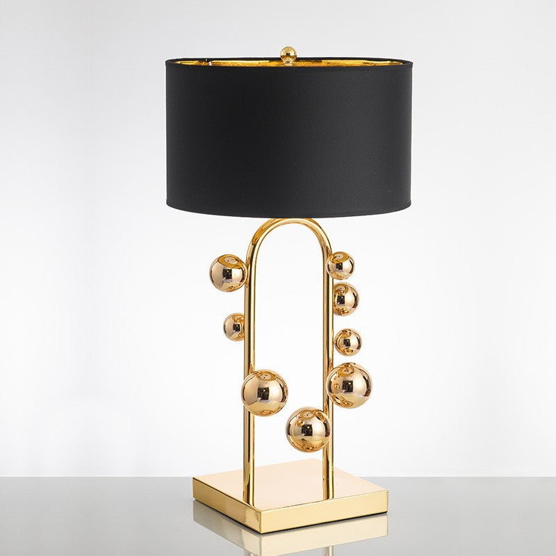 Fabric Round Iron Globe Table Lamp