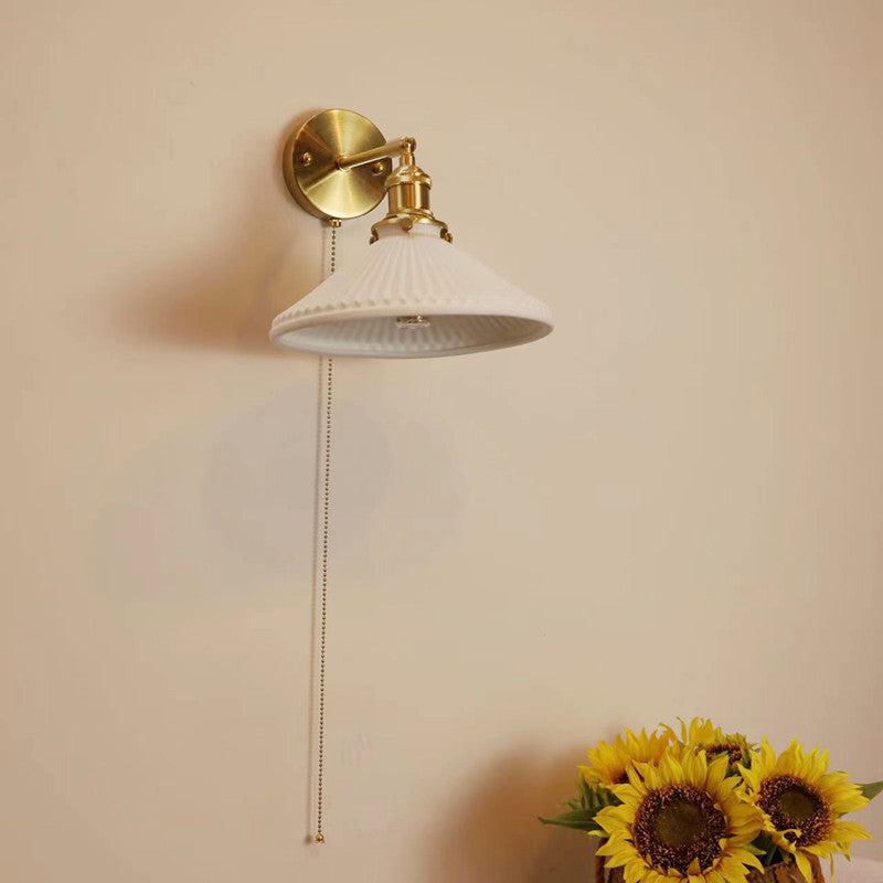 Brass Round Vanity Bedroom Wall Lamp