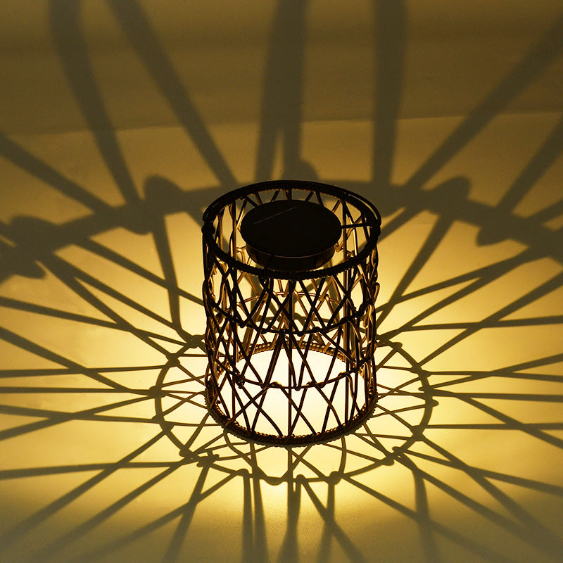 Rattan Weaving Cylinder Garden Outdoor Light