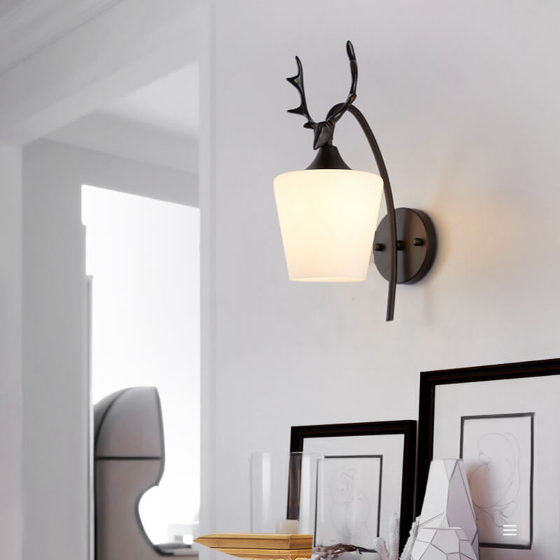Antler Glass Cone Living Wall Lamp