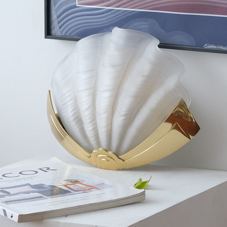 Shell Brass Glass Bedroom Wall Lamp