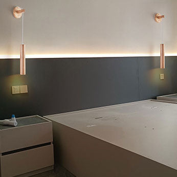 Long Strip Rubber Wood Wall Lamp