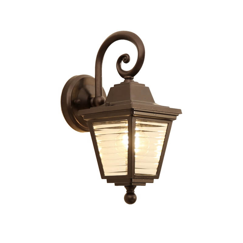 Striped Glass Square Cage Outdoor Light