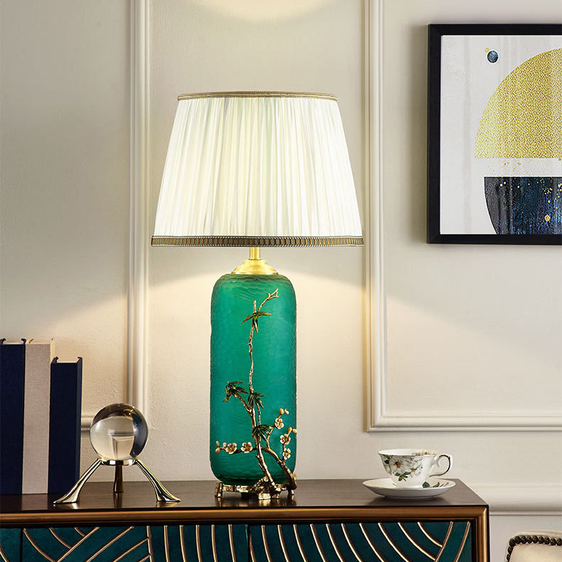 Bottle Glass Copper Fabric Table Lamp