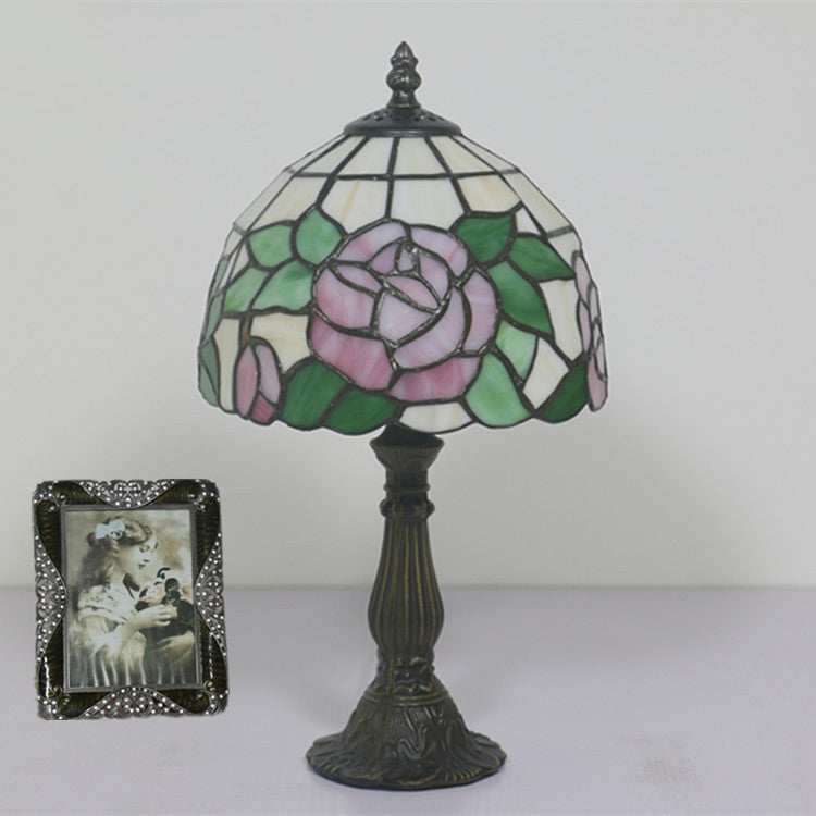 Rose Flower Stained Glass Table Lamp