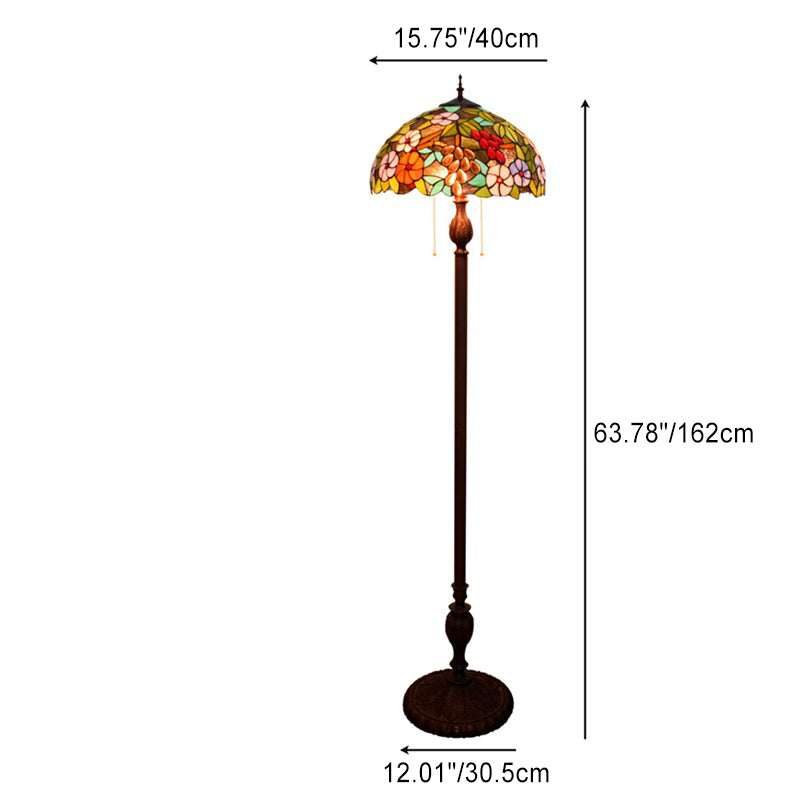 Dome Iron Resin Glass 3-Light Floor Lamp