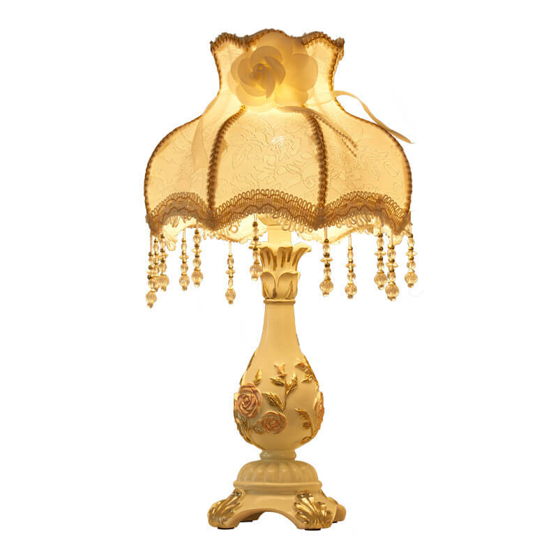 Carving Resin Fabric Alloy Table Lamp