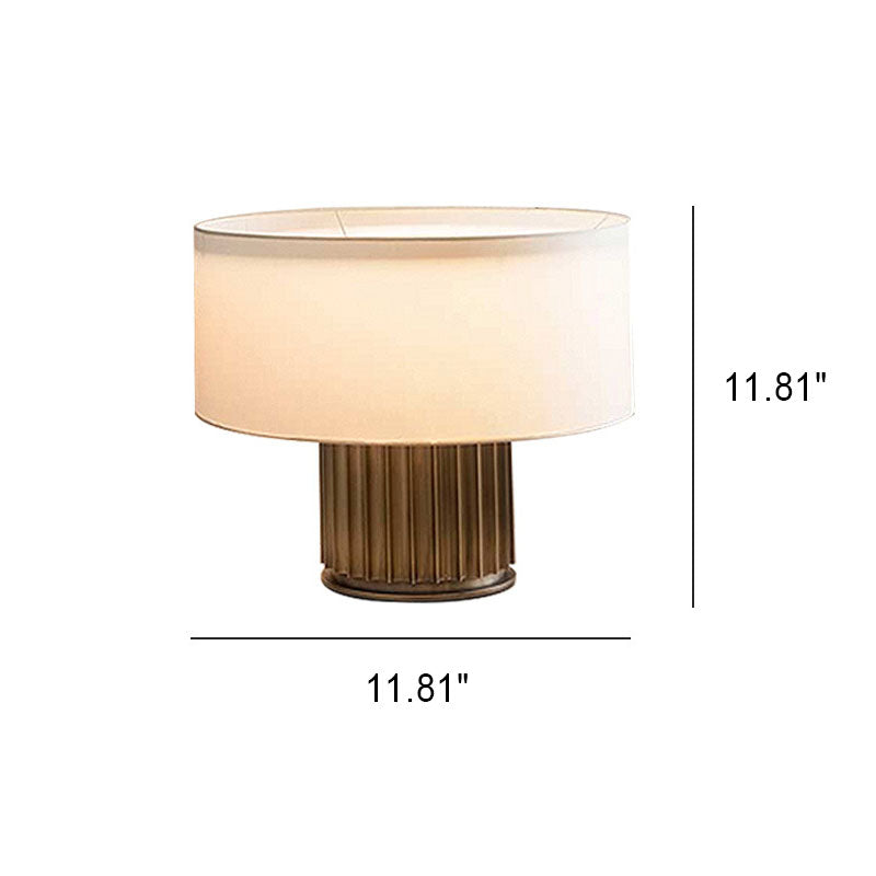 Fabric Drum Metal Column Table Lamp