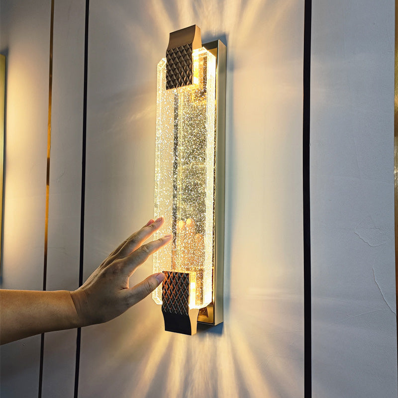 Rectangular Glass Stainless Steel Wall Lamp