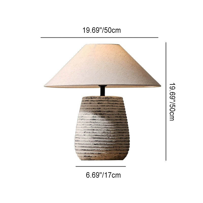 Cone Fabric Ceramic Column Table Lamp