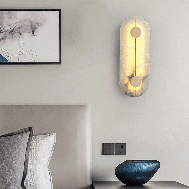 Copper Marble Round Elliptical Wall Lamp