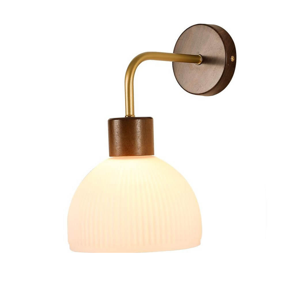 Walnut Striped Glass Dome Wall Lamp