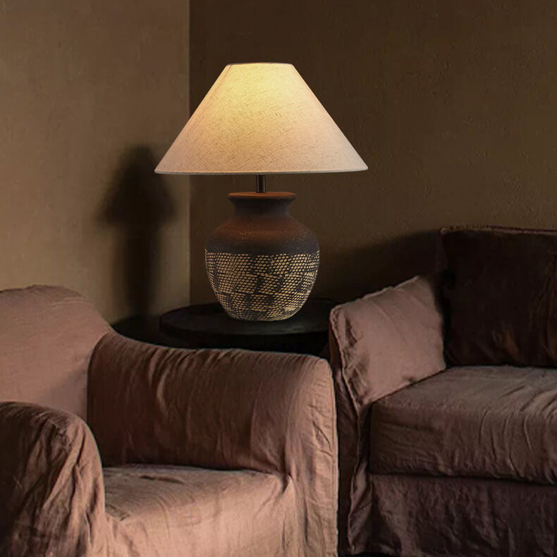 Fabric Ceramic Jar Study Table Lamp