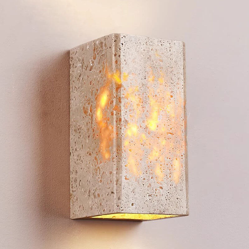 Square Rectangle Yellow Travertine Outdoor Light