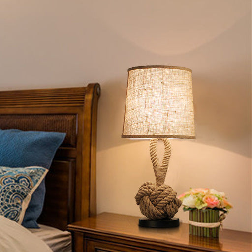 Round Iron Hemp Rope Table Lamp