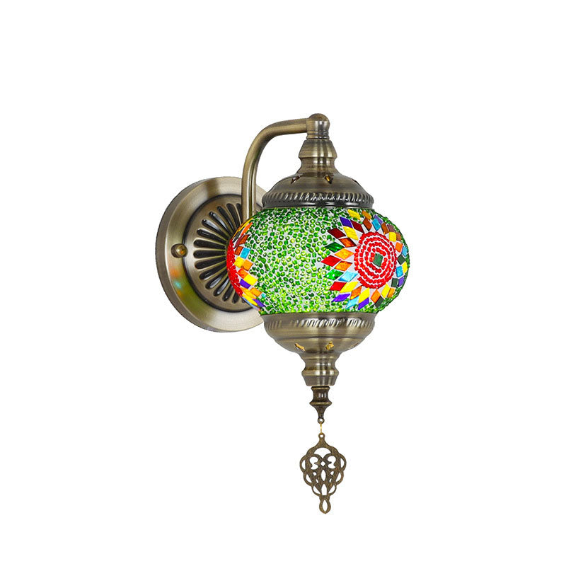 Iron Glass Mosaic Globe Wall Lamp