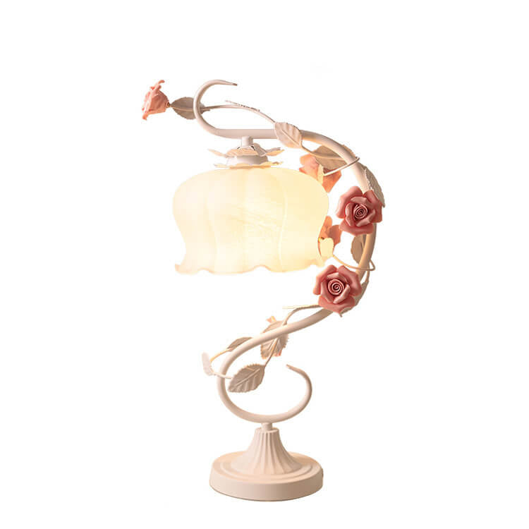 Romantic Pink Glass Ceramics Table Lamp