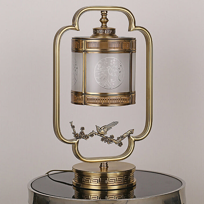 Glass Copper Bedroom Table Lamp