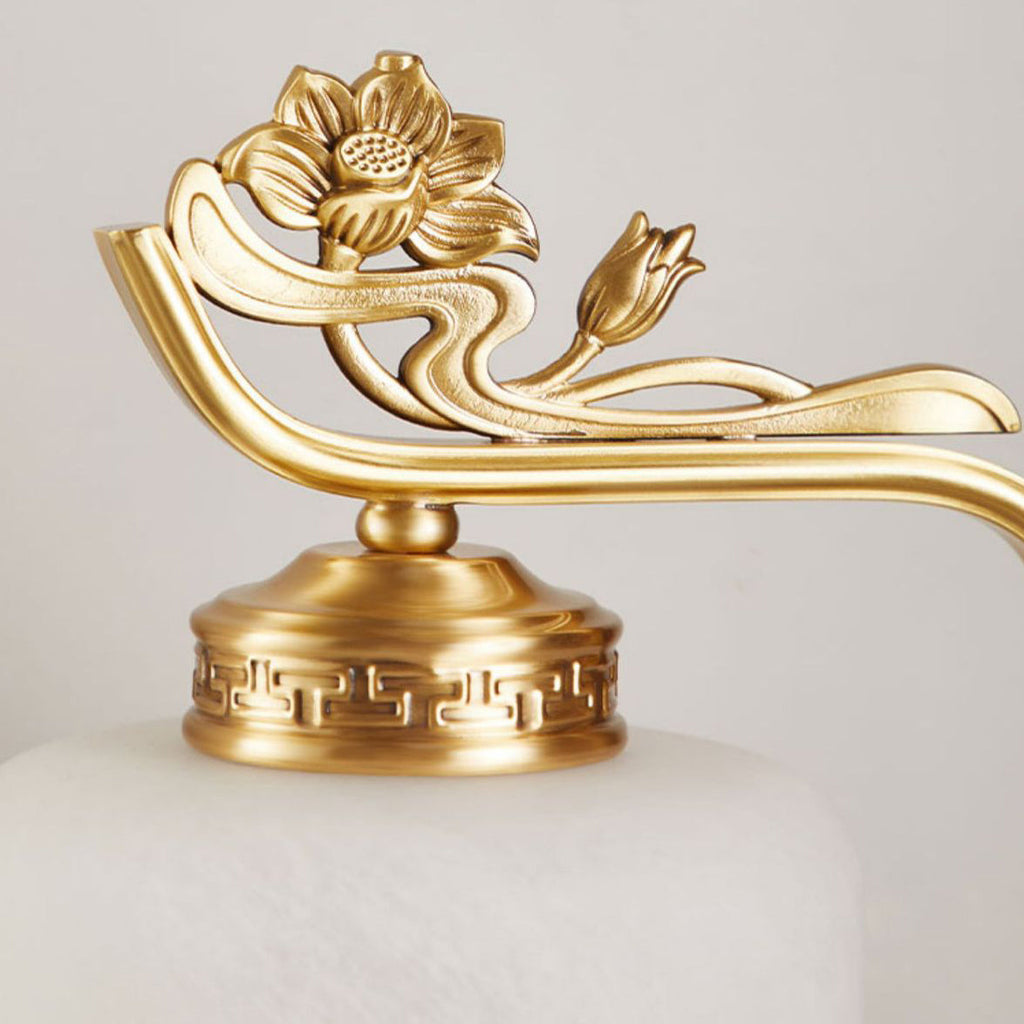 Lotus Cylinder Copper Glass Table Lamp