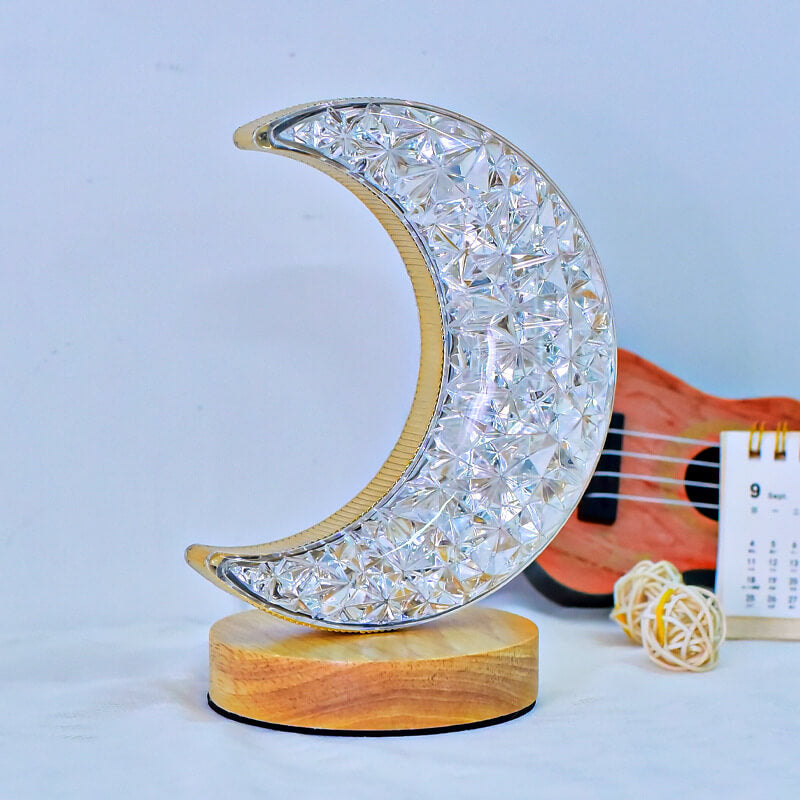 Acrylic Moon Star Wood Table Lamp