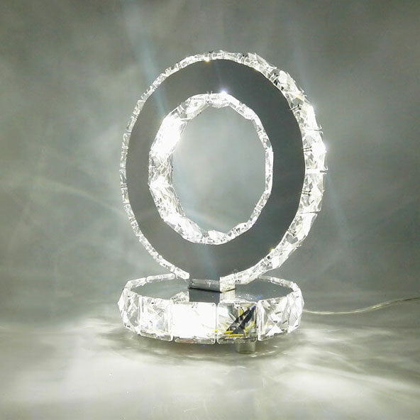 Crystal Round Stainless Steel Table Lamp