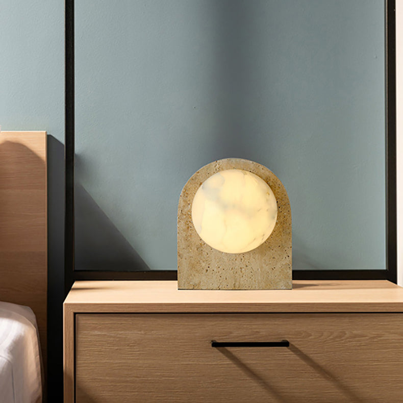 Oval Stone Living Room Table Lamp