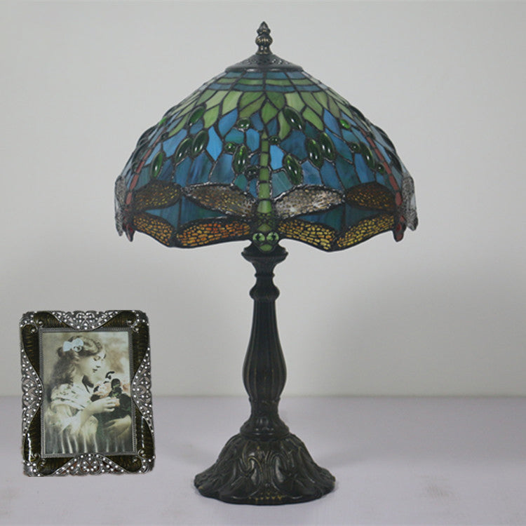 Stained Glass Animal Dragonfly Table Lamp