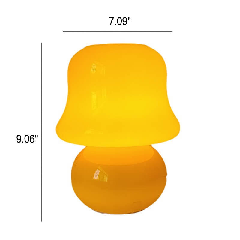 Cream Handmade Glass Mushroom Table Lamp