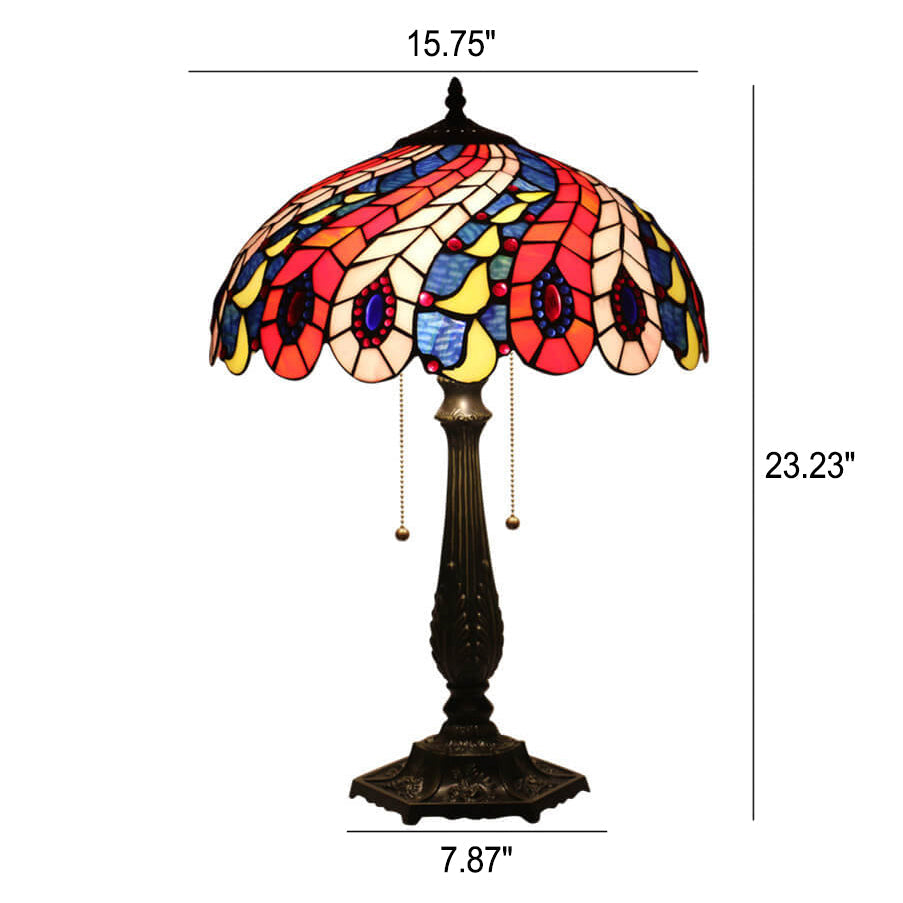 Peacock Tail Feather Pattern Table Lamp