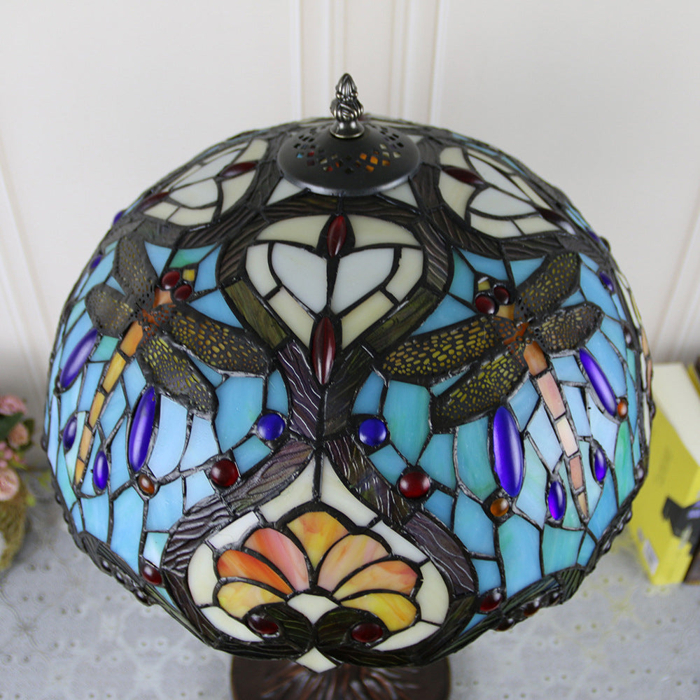 Round Resin Glass Bedroom 2-Light Table Lamp