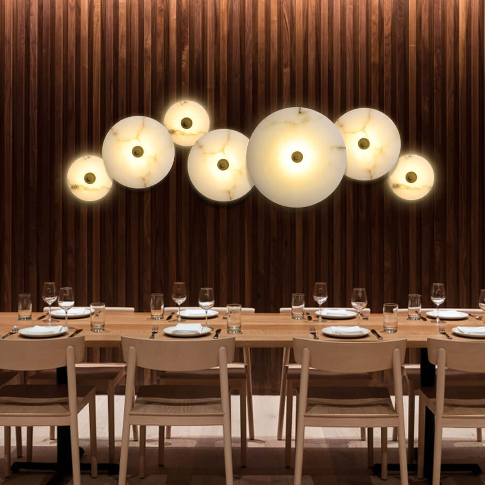 Round Marble Iron Wall Lamp