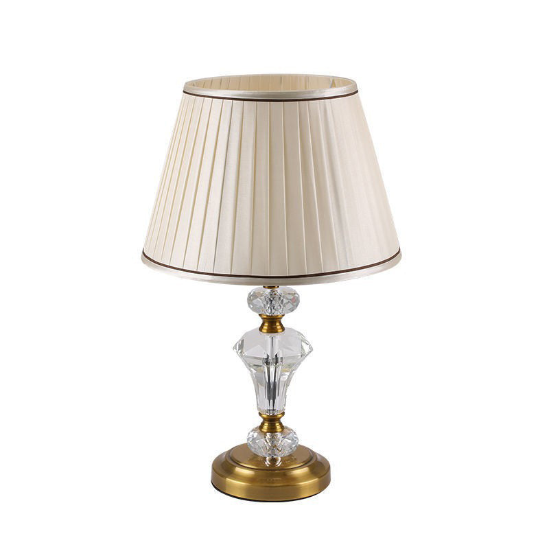 Crystal Pillar Fabric Table Lamp