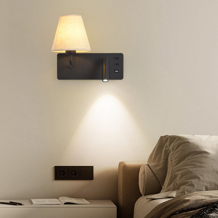 Iron Aluminum Fabric Cone Wall Lamp