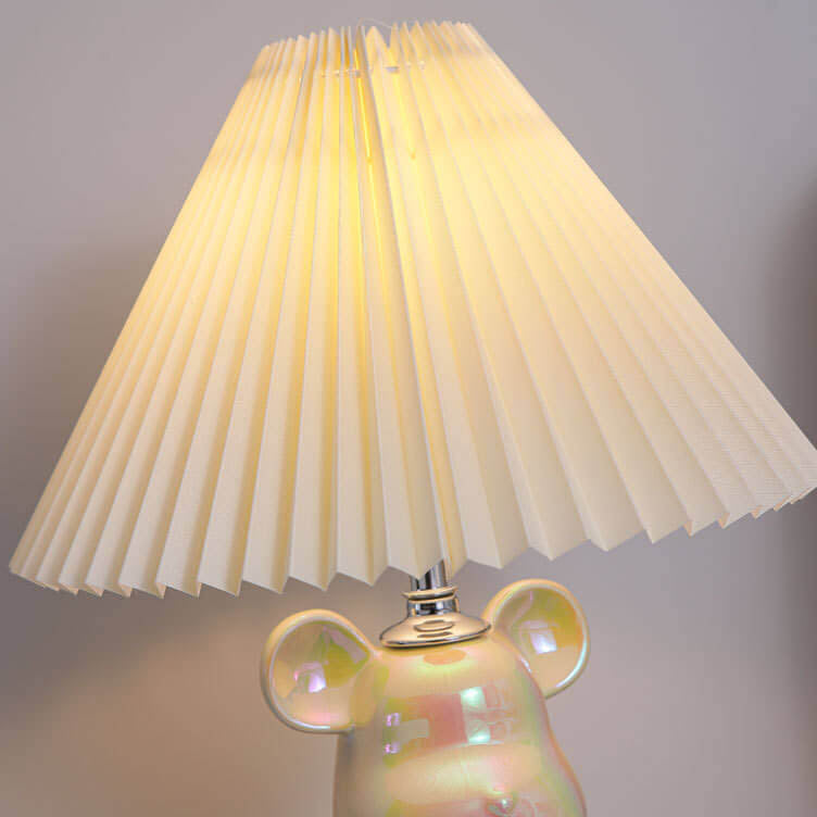 Bear Ceramic Fabric Bedroom Table Lamp