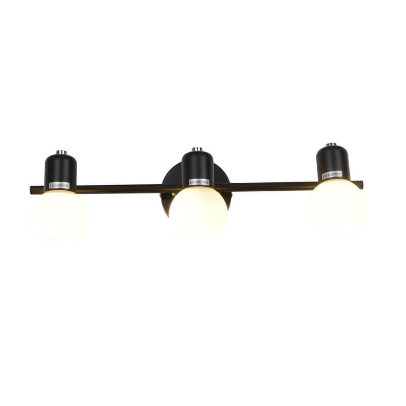White Glass Dome Vanity 2-Light Wall Lamp