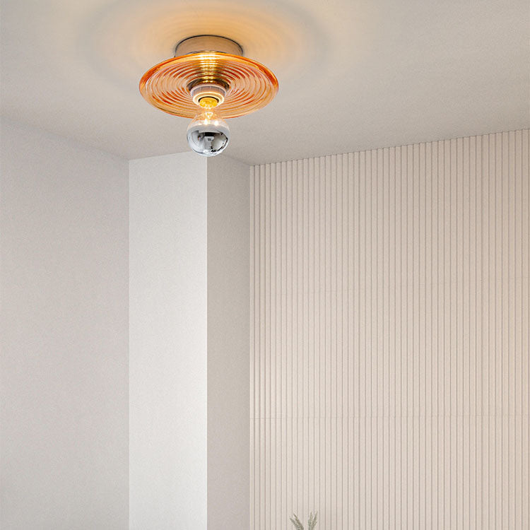 Wave Pattern Round Glass Wall Lamp
