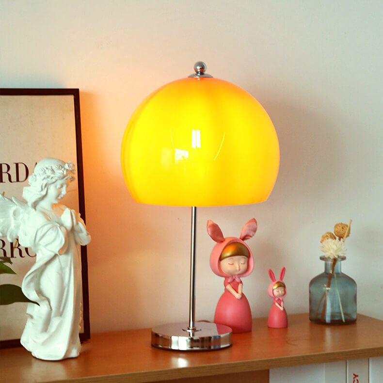 Orange Mushroom Glass Lampshade Table Lamp