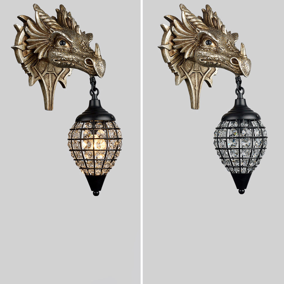 Dragon Crystal Iron Resin Wall Lamp