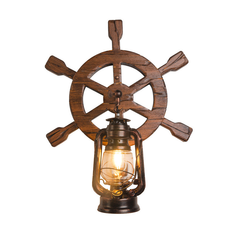 Wood Iron Wall Lamp