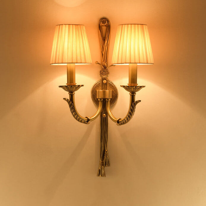 Floral Round Candle Holder 2-Light Wall Lamp
