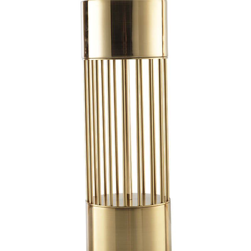 Fabric Drum Gold Column Table Lamp
