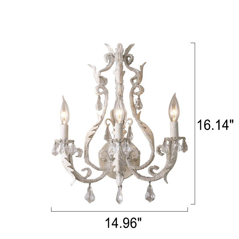 Iron Crystal Hardware 3-Light Wall Lamp