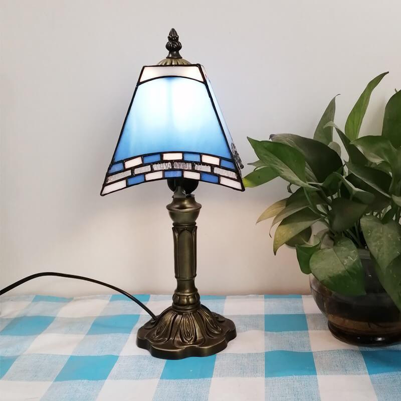 Square Stained Glass Iron Table Lamp