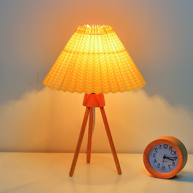 Tripod Pleated Design Umbrella Table Lamp