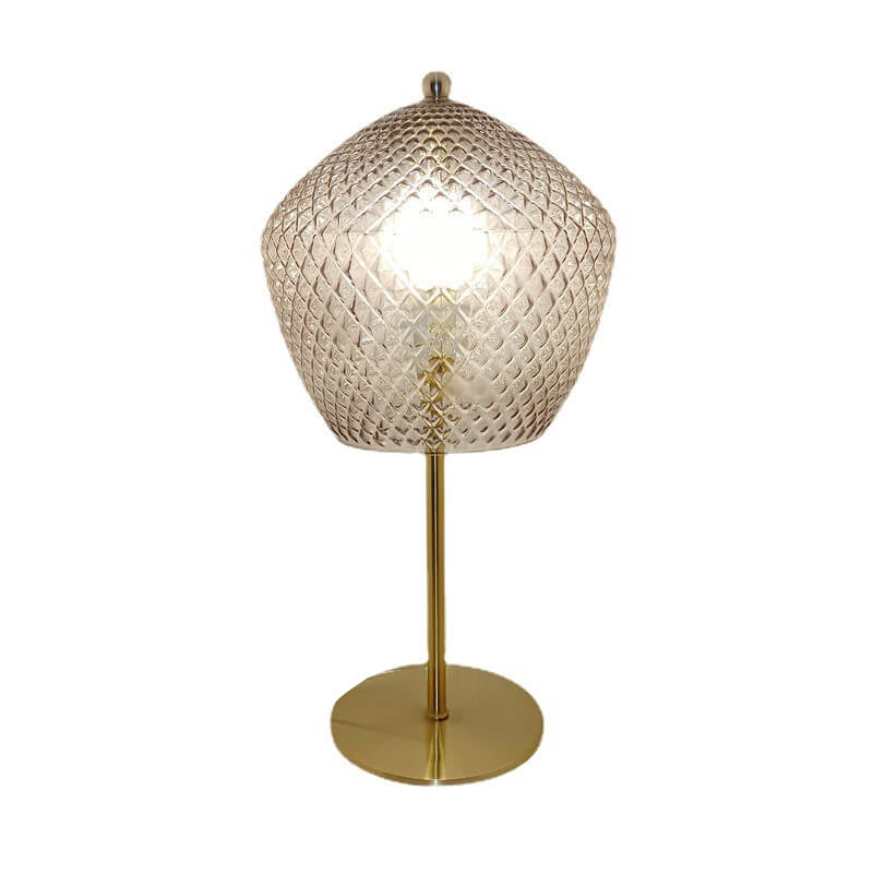 Smoke Gray Glass Metal Table Lamp