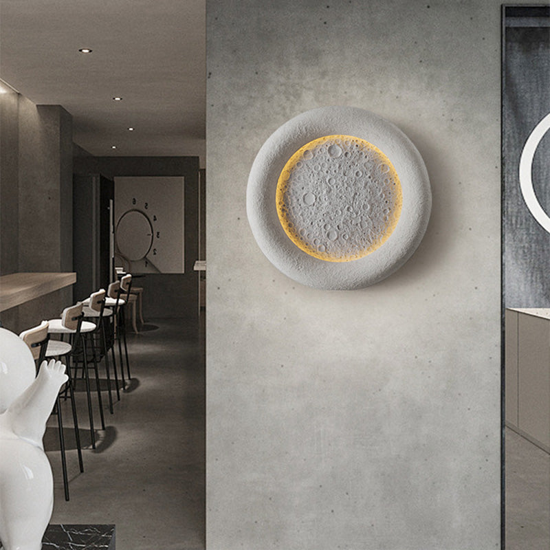 Concrete Round Moon Warm Outdoor Light
